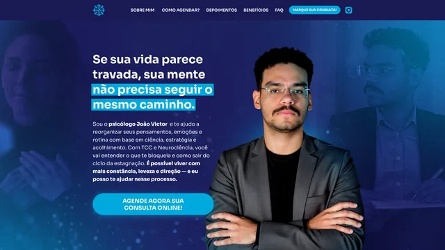 Página inicial do site de João Victor, criado pela Agência Alencar