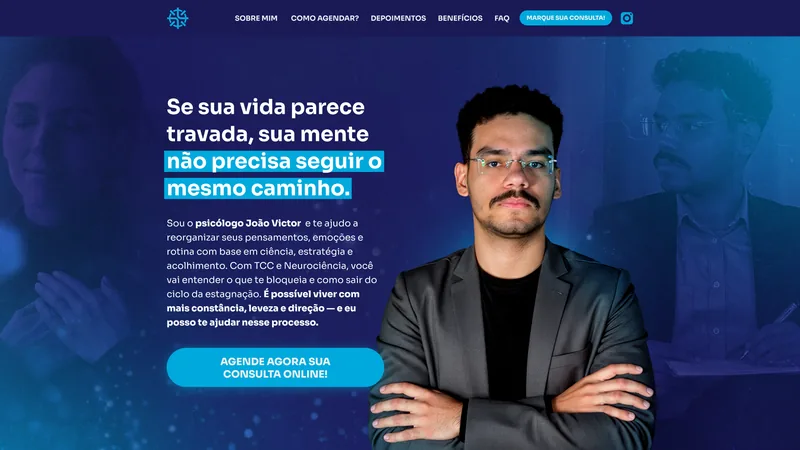 Primeira dobra do site de João Victor