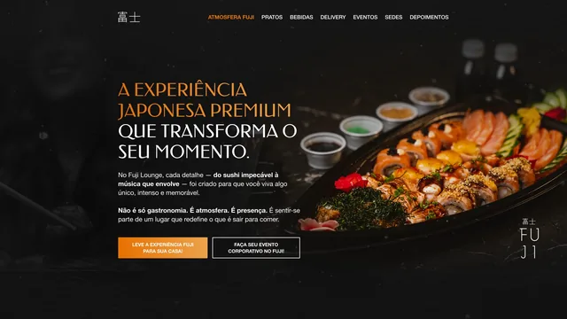 Página inicial do site de Fuji Lounge, criado pela Agência Alencar