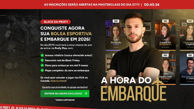Primeira dobra do site de Profy Academy