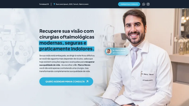 Primeira dobra do site de Dr. Marco Neves