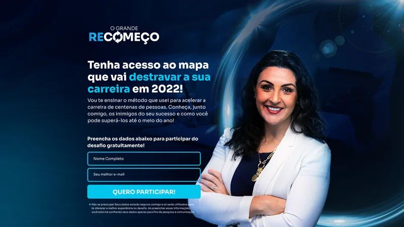 Primeira dobra do site de O Grande Recomeço