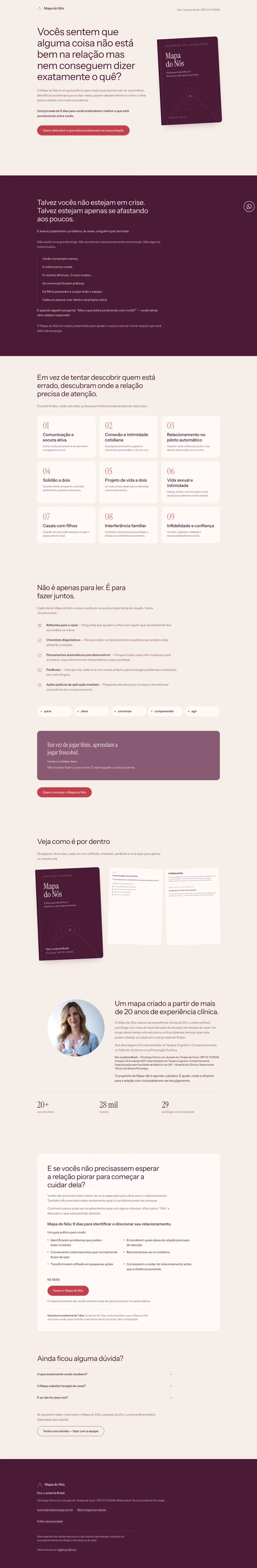 Página completa do site de Lucianna Brasil, do topo ao rodapé