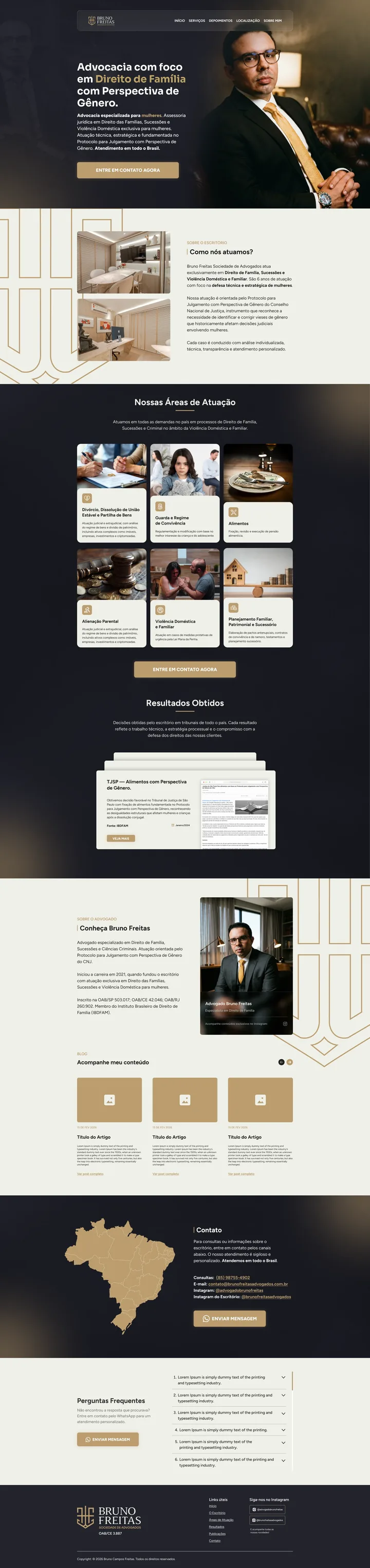 Página completa do site de Bruno Freitas, do topo ao rodapé