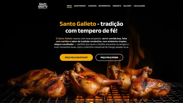 Página inicial do site de Santo Galleto, criado pela Agência Alencar