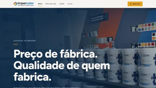 Página inicial do site de Impercolor, criado pela Agência Alencar