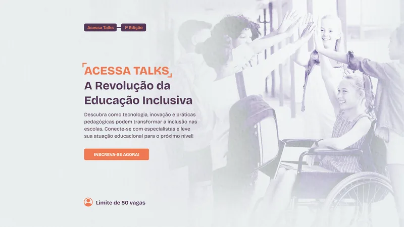 Primeira dobra do site de Acessa Talks