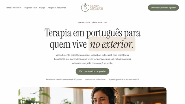 Página inicial do site de Clínica Conectar, criado pela Agência Alencar